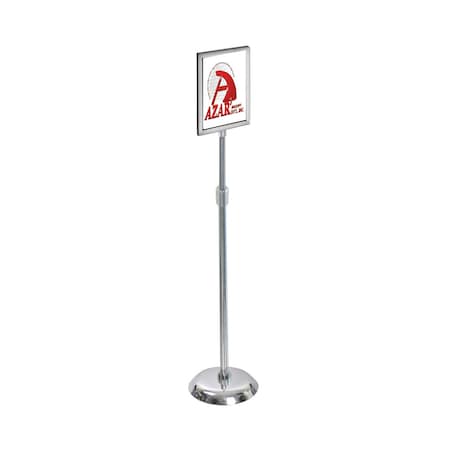 Azar Displays 8.5"W x 11"H Two-Sided Slide-In Floor Stand on Chrome Base 300283